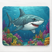 Tubarão nadando nas profundezas do oceano