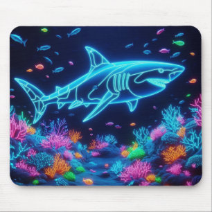 Mousepad Tubarão-neon colorido