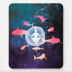 Mousepad Tubarões espaciais e meditação irrealistas