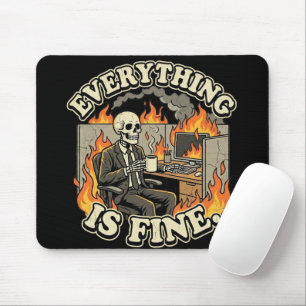 Mousepad Tudo Está Bem Lixo Engraçado de Esqueleto em Cha