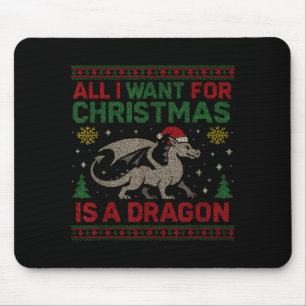 Mousepad Tudo o que Quero no Natal é um Dragão & Livros U
