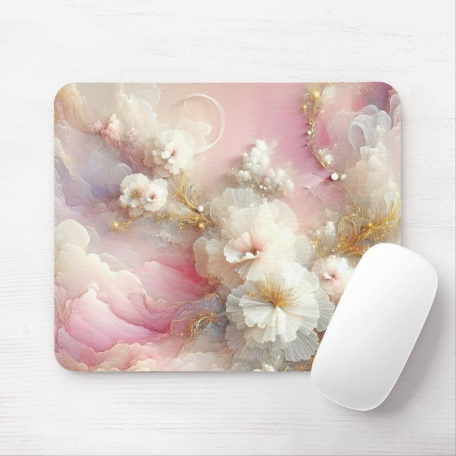 Mousepad Tule Floral Abstrato Contemporâneo (Com mouse)