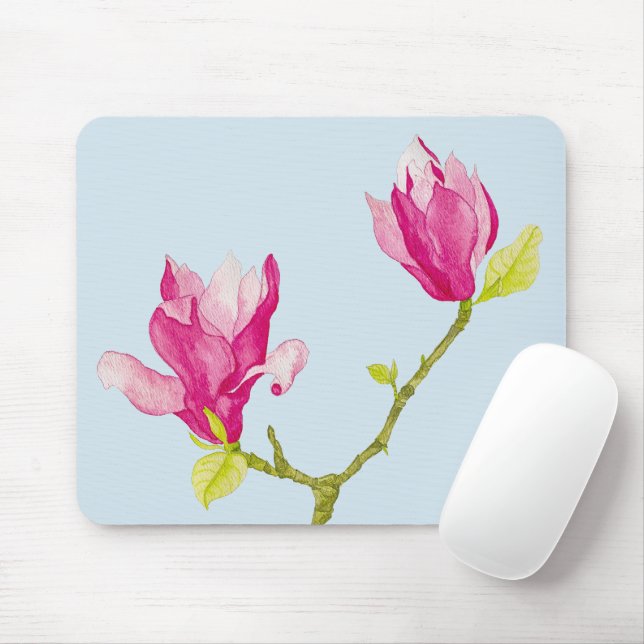 Mousepad Tulip Magnolias em um Pad do Mouse (Com mouse)