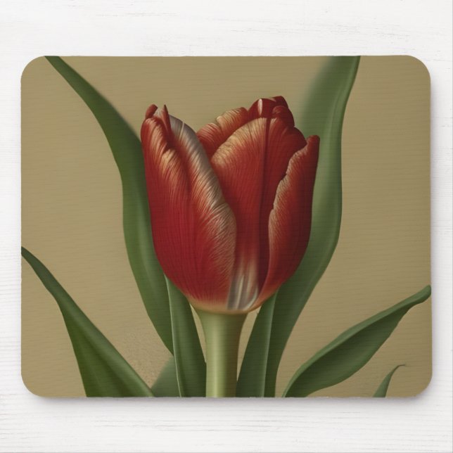 Mousepad Tulipa Vermelha chique Adorável (Frente)