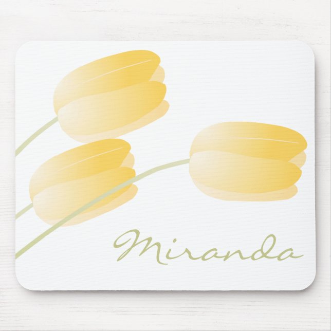 Mousepad Tulipas amarelas Primavera Floral com Monograma Pe (Frente)