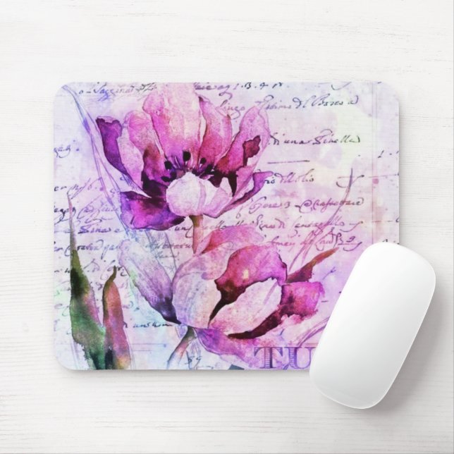 Mousepad Tulipas aquarela (Com mouse)