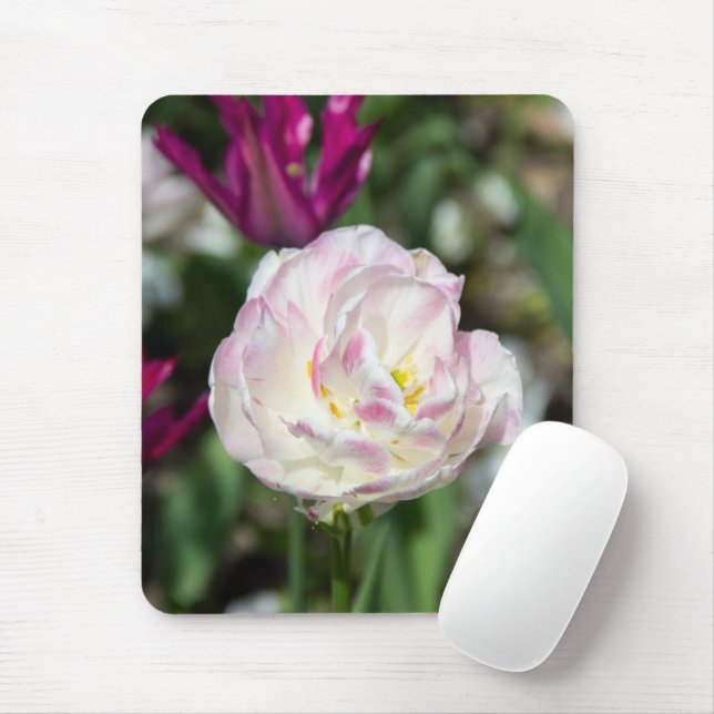 Mousepad Tulipas cor-de-rosa brilhantes num dia ensolarado (Com mouse)