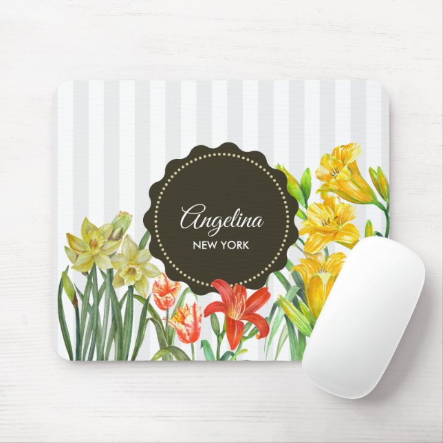 Mousepad Tulipas de Papagaio Amarelo-Amarelo-Laranja (Com mouse)