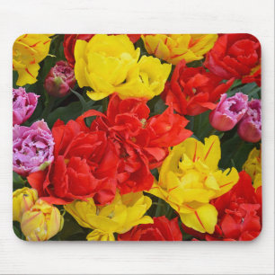 Mousepad Tulipas de primavera vermelho e amarelo
