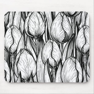 Mousepad Tulipas em preto e branco