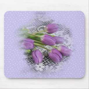 Mousepad Tulipas Roxas no Suporte do Rato Lace