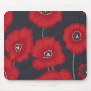 Mousepad Tulipas Vermelhas Brilhantes em Preto, Mouses pads