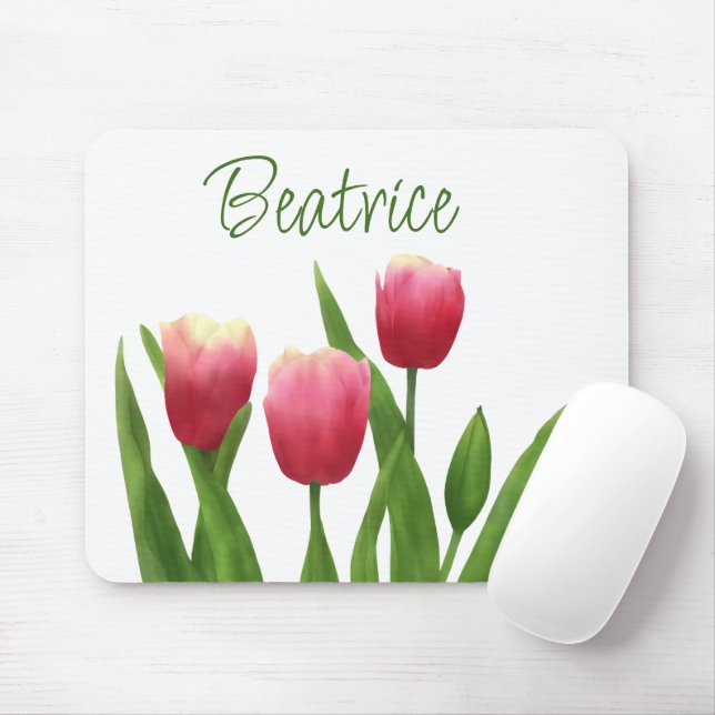 Mousepad Tulipas Vermelhas com Greenery (Com mouse)