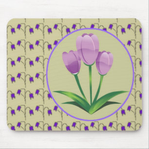Mousepad Tulipélula púrpura, padrão de colheita, fofo