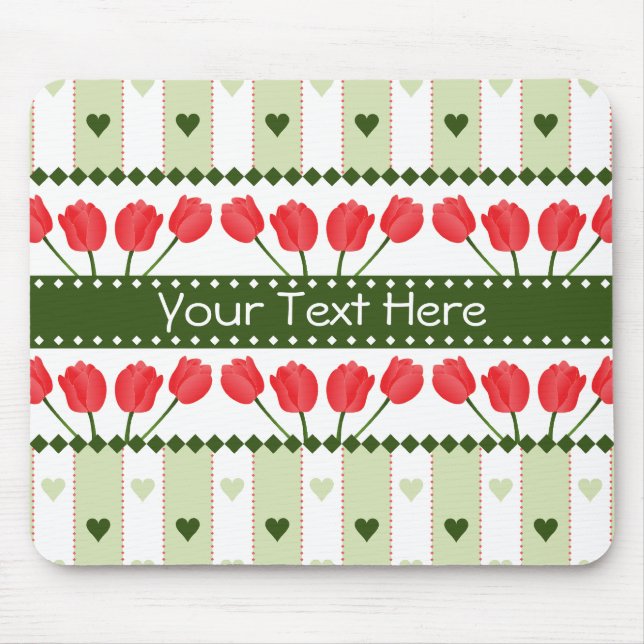Mousepad Tulips & Hearts, personalizar (Frente)