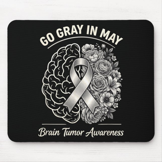 Mousepad Tumor cerebral conscientização use cinza em maio f (Frente)