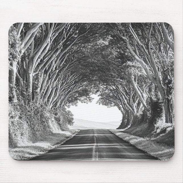Mousepad Túnel de Árvores Fotografia Kauai Preto e Branco (Frente)
