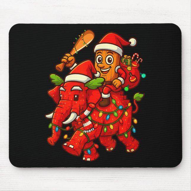Mousepad Tung Tung Sahur Riding Elephant Christmas Italian  (Frente)