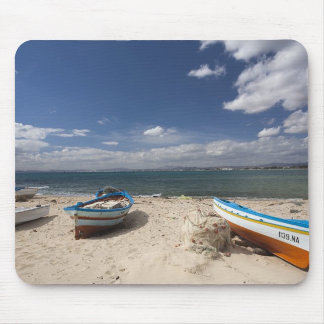 Mousepad Tunísia, Cap Bon, Hammamet, barcos de pesca em (Frente)