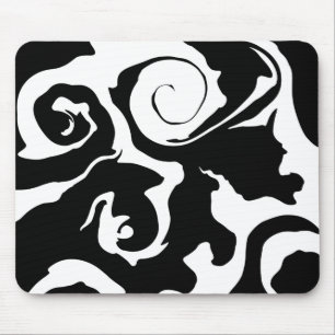 Mousepad Turbilhão de mármore preto e branco moderno