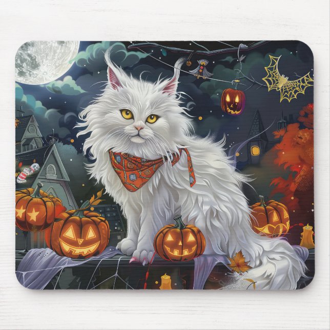 Mousepad Turco Angora Cat Halloween Spooky (Frente)