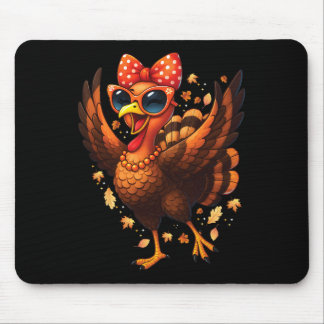 Mousepad Turkey Dancing Turkey Day Womens Fall Cute Bow Tha