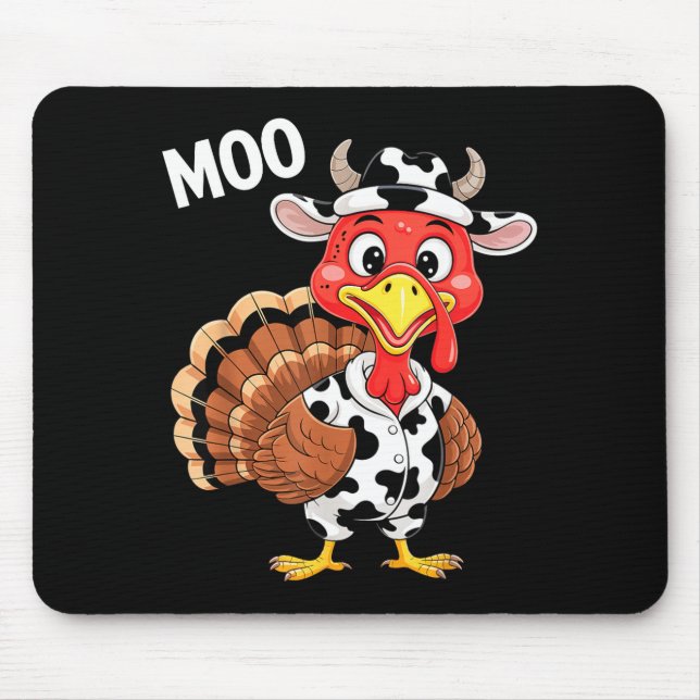 Mousepad Turkey Moo Shirt Adult Men Women Kids Funny Thanks (Frente)