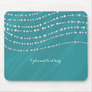 Mousepad Turquesa Azul & Pérolas Elegância Glamour Chic