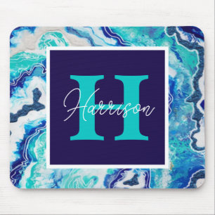 Mousepad Turquesa e Blue Marble Monograma
