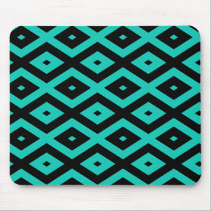 Mousepad Turquesa e padrão de diamante preto