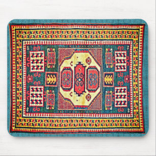 Mousepad Turquesa e Rosa Red Kazak Oriental Rug Design