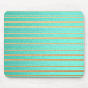 Mousepad Turquesa elegante e listras Dourados do Shimmer