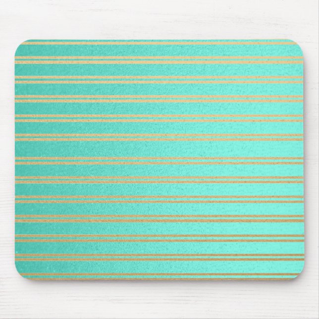 Mousepad Turquesa elegante e listras Dourados do Shimmer (Frente)