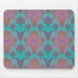 Mousepad turquesa funky e damasco magenta