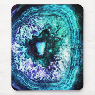 Mousepad Turquesa gelada bonito e cristal roxo de Geode