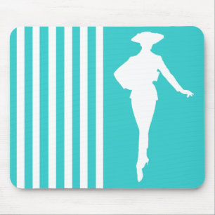 Mousepad Turquesa Moderna Stripes com Silhueta de Moda