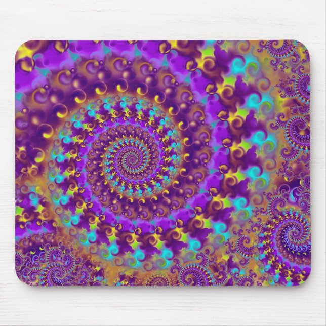 Mousepad Turquesa roxa & amarelo do teste padrão do Fractal (Frente)