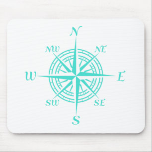 Mousepad Turquesa sobre Rosa de Compass Branco