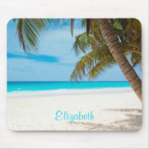 Mousepad Turquesa Tropical Sandy Beach Personalizada