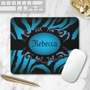 Mousepad Turquesa Zebra Zebra sofisticada Monograma impress