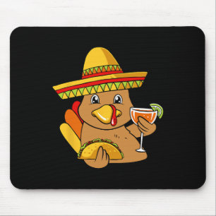 Mousepad Turquia Comendo Taco Dia de Ação de Graças Comida