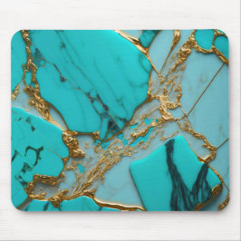 Mousepad Turquoise Marble with Golden Veins