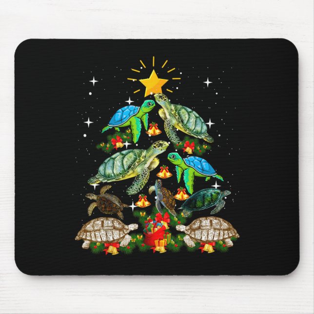 Mousepad Turtle Christmas Tree Shirt  (Frente)