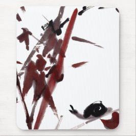 Mousepad Tuschekunst mit Schnecke und Rotem Bambus