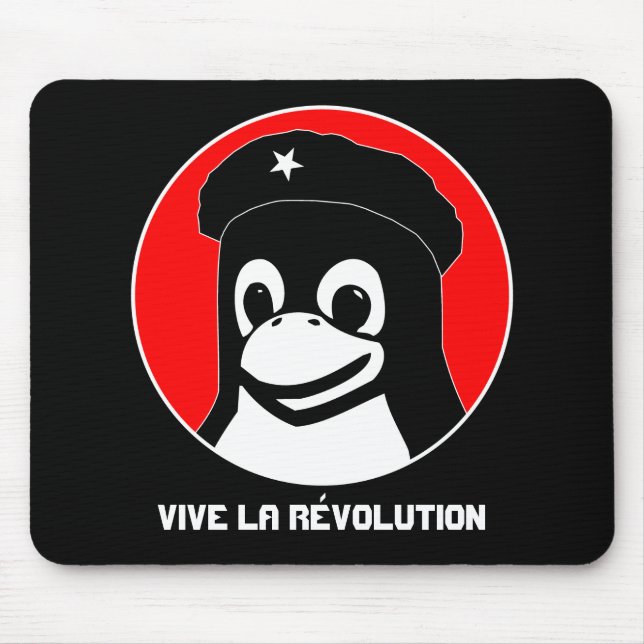 Mousepad Tux Guevara (escuro), la RÃ©volution de Vive (Frente)
