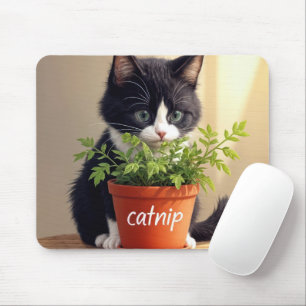 Mousepad Tuxedo Cat Com Planta De Nação