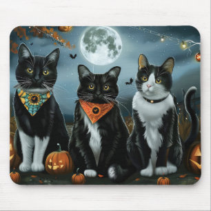 Mousepad Tuxedo Cat Halloween Spooky