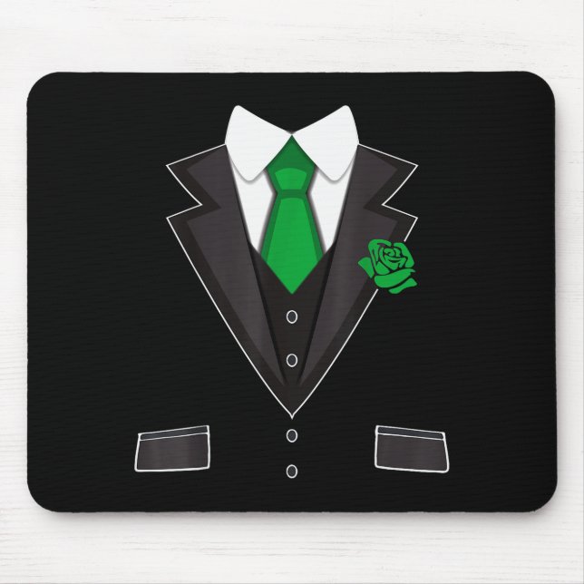 Mousepad Tuxedo Costume Green Rose Tie Funny St. Patrick's  (Frente)