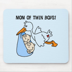 Mousepad Twin Boys, Camisetas e presentes da mamãe-Stork