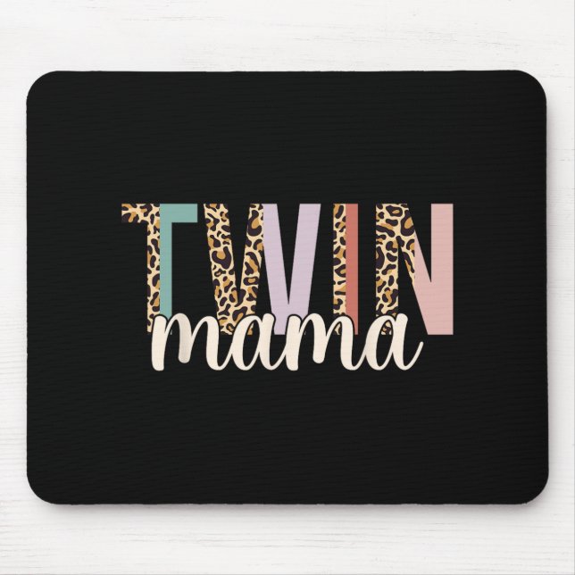 Mousepad Twin Mama Leopard New Mom Of Twins Squared Mommy M (Frente)